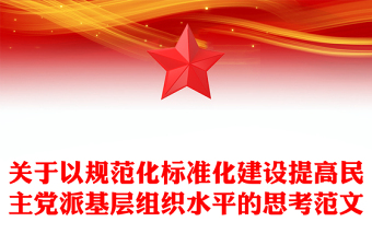 关于以规范化标准化建设提高民主党派基层组织水平的思考范文
