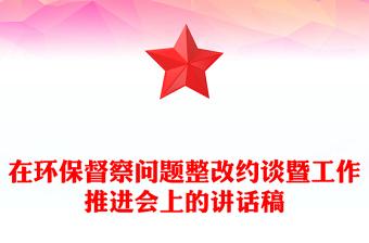 在环保督察问题整改约谈暨工作推进会上的讲话稿