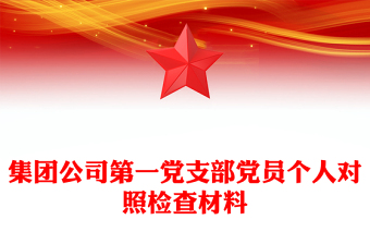集团公司第一党支部党员个人对照检查材料