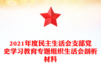 2021年度民主生活会支部党史学习教育专题组织生活会剖析材料