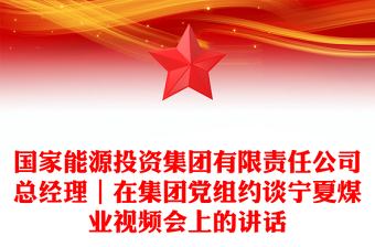 国家能源投资集团有限责任公司总经理｜在集团党组约谈宁夏煤业视频会上的讲话