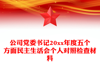 公司党委书记20xx年度五个方面民主生活会个人对照检查材料