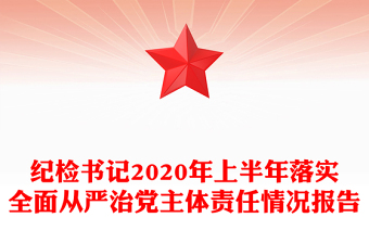 纪检书记2020年上半年落实全面从严治党主体责任情况报告