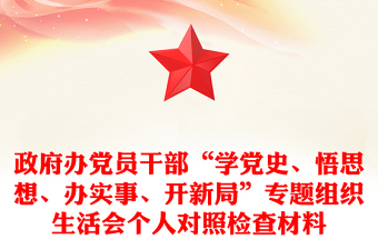 政府办党员干部“学党史、悟思想、办实事、开新局”专题组织生活会个人对照检查材料