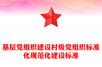基层党组织建设村级党组织标准化规范化建设标准