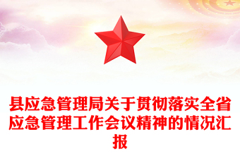 县应急管理局关于贯彻落实全省应急管理工作会议精神的情况汇报