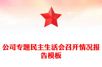公司专题民主生活会召开情况报告模板