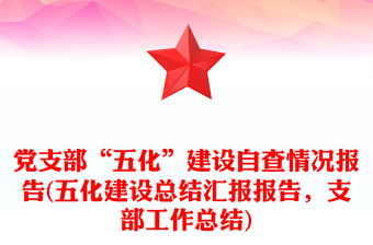 党支部“五化”建设自查情况报告(五化建设总结汇报报告，支部工作总结)