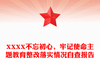 XXXX不忘初心，牢记使命主题教育整改落实情况自查报告