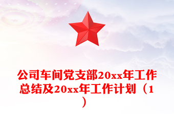 公司车间党支部20xx年工作总结及20xx年工作计划（1）
