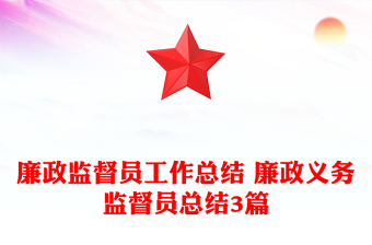 廉政监督员工作总结 廉政义务监督员总结3篇