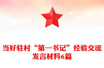 当好驻村“第一书记”经验交流发言材料6篇