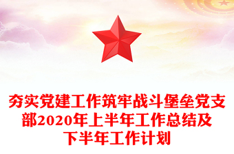 夯实党建工作筑牢战斗堡垒党支部2020年上半年工作总结及下半年工作计划
