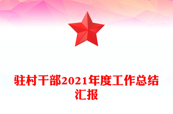 驻村干部2021年度工作总结汇报