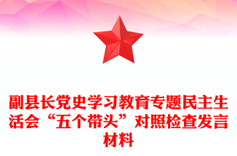 副县长党史学习教育专题民主生活会“五个带头”对照检查发言材料