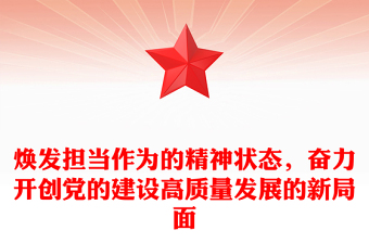 焕发担当作为的精神状态，奋力开创党的建设高质量发展的新局面