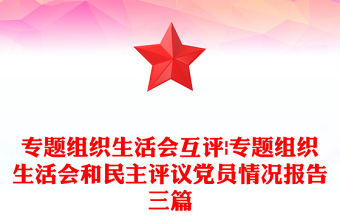 专题组织生活会互评|专题组织生活会和民主评议党员情况报告三篇