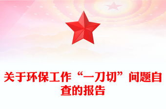 关于环保工作“一刀切”问题自查的报告