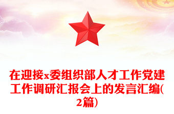在迎接x委组织部人才工作党建工作调研汇报会上的发言汇编(2篇)