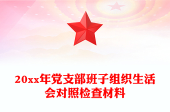 20xx年党支部班子组织生活会对照检查材料