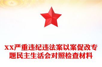 XX严重违纪违法案以案促改专题民主生活会对照检查材料