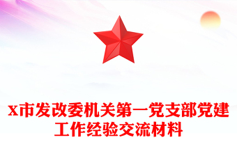X市发改委机关第一党支部党建工作经验交流材料