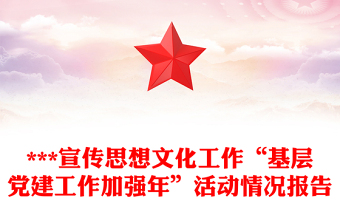 ***宣传思想文化工作“基层党建工作加强年”活动情况报告