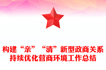 构建“亲”“清”新型政商关系持续优化营商环境工作总结