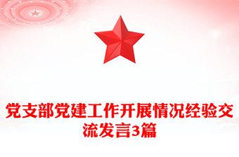 党支部党建工作开展情况经验交流发言3篇