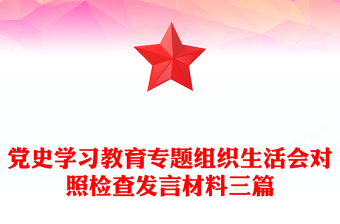 党史学习教育专题组织生活会对照检查发言材料三篇