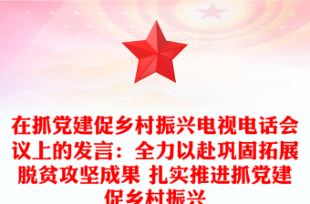 在抓党建促乡村振兴电视电话会议上的发言：全力以赴巩固拓展脱贫攻坚成果 扎实推进抓党建促乡村振兴