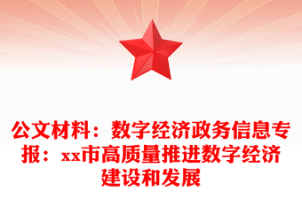 公文材料：数字经济政务信息专报：市高质量推进数字经济建设和发展