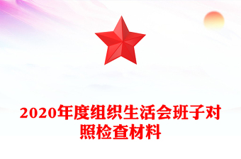 2020年度组织生活会班子对照检查材料