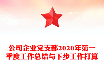 公司企业党支部2020年第一季度工作总结与下步工作打算