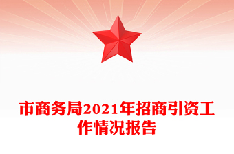 市商务局2021年招商引资工作情况报告
