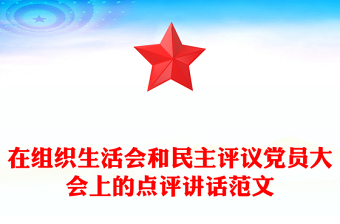 在组织生活会和民主评议党员大会上的点评讲话范文