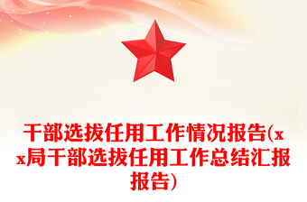 干部选拔任用工作情况报告(xx局干部选拔任用工作总结汇报报告)