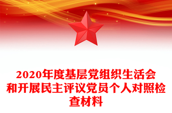 2020年度基层党组织生活会和开展民主评议党员个人对照检查材料