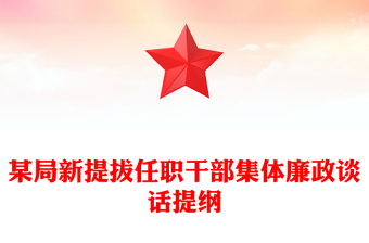 某局新提拔任职干部集体廉政谈话提纲