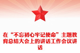 在“不忘初心牢记使命”主题教育总结大会上的讲话工作会议讲话