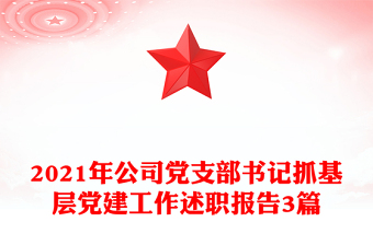 2021年公司党支部书记抓基层党建工作述职报告3篇