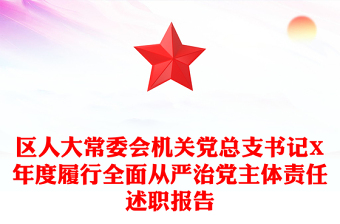 区人大常委会机关党总支书记X年度履行全面从严治党主体责任述职报告