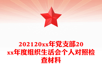 202120xx年党支部20xx年度组织生活会个人对照检查材料