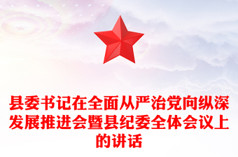 县委书记在全面从严治党向纵深发展推进会暨县纪委全体会议上的讲话