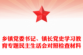 乡镇党委书记、镇长党史学习教育专题民主生活会对照检查材料