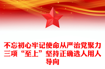 不忘初心牢记使命从严治党聚力三项“至上”坚持正确选人用人导向