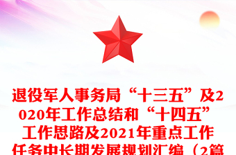 退役军人事务局“十三五”及2020年工作总结和“十四五”工作思路及2021年重点工作任务中长期发展规划汇编（2篇）