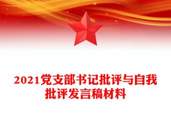 2021党支部书记批评与自我批评发言稿材料