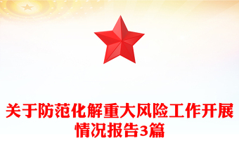 关于防范化解重大风险工作开展情况报告3篇