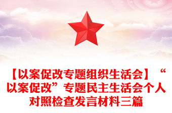 【以案促改专题组织生活会】“以案促改”专题民主生活会个人对照检查发言材料三篇